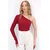 Trend Alacati Stili Ženska bluza dugih rukava Alc-X13333, Brod izrez, Bordo
