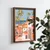 WallXpert uramljena MDF slika NAL092-46, mediteransko primorsko mesto sa palmama i roze kućama u zalasku sunca, 35,5 x 47 cm