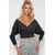 Trend Alacati Stili Ženska bluza dugih rukava ALC-019-053-BLZ, V-izrez, Tamnosiva