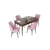 Hanah Home trpezarijski set Nef, sto na razvlačenje i 4 stolice, ploča u dekoru drveta Baroque, roze tkanina Jerry