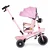 Eco Toys Tricikl za decu sa rotirajućim sedištem, gurajućim rukohvatom i tendom Pink