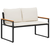 klupa s jastukom Crna i krem-bijela 115 x 65 x 72 cm Ratan