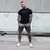 GymBeam Moške kratke hlače Vertical Grey