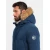 Ombre Mens long parka jacket with flared bottom - navy blue