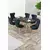HANAH HOME Rasklopivi trpezarijski sto i stolice (7 delova) Esla Black Marble Gold Anthracite
