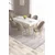 Hanah Home trpezarijski set Roz, sto na razvlačenje i 6 stolica, bela ploča, noge u prirodnoj boji drveta, kapućino tkanina Babyface