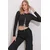 Trend Alacati Stili Ženska bluza dugih rukava ALC-X11498, Okrugli izrez, Crna