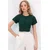 Trend Alacati Stili Ženska bluza kratkih rukaa Alc-X11782, Okrugli izrez, Zelena