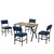 HANAH HOME Set Trpezarijski sto i 4 stolice Dubai Navy Blue Walnut