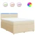 Vidaxl Box spring postelja z vzmetnico krem 140x190 cm blago