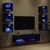 TV ormar S LED lampica s ladicama Zidne 8 pcs Crni hrast Stakl