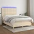 Vidaxl Box spring postelja z vzmetnico LED krem 140x200 cm blago