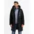 Ombre Mens long quilted jacket with large pockets - black