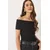 Bianco Lucci Ženska bluza na kratake rukave 60284012, Brod izrez, Crna