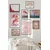 WallXpert set od 8 manjih uramljenih slika Çgs-021, roze i crveni motivi – cvetovi, flamingo, lepeza i pejzaž u zalasku sunca, crni ram