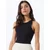 Womens Cropped Rib Top Black
