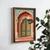 WallXpert uramljena MDF slika NAL044-70, tirkizna vrata sa zlatnim ornamentima u koralnom luku, 50 x 70 cm