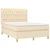 Vidaxl Box spring postelja z vzmetnico krem 140x190 cm blago