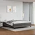 Vidaxl Box spring postelja z vzmetnico siva 180x200 cm umetno usnje