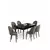 HANAH HOME Rasklopivi trpezarijski sto i stolice (7 delova) Enya Black Marble Cappuccino