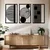 WallXpert metalni zidni ukras DCV-1105-MT, apstraktni krugovi i pruge u 3 rama, 3 dela, 30 x 50 cm, crni