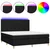 Greatstore Box spring postelja z vzmetnico LED črna 180x200 cm blago