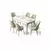 HANAH HOME Rasklopivi trpezarijski sto i stolice (7 delova) Nira White Chrome Cream