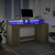 Radni stol s LED svjetlima hrast 160x55x91 cm konstruirano drvo