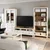 HEMNES TV komb. za odlaganje, belo bajcovano/svetlosmeđa bistro staklo, 326x197 cm