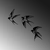 Opviq Set zidnih dekoracija Swallows-294,, 1 mm, 3 komada, Crna