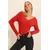 Trend Alacati Stili Ženska bluza dugih rukava ALC-X11246, V-izrez, Crvena