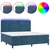 Box spring postelja z vzmetnico LED temno modra 200x200cm žamet