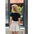 Trend Alacati Stili Ženska bluza kratkih rukava ALC-X12223, Crna