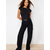 Trendyol Black Fitted/Body-Sitting Boat Neck Moon Sleeve Flexible Snap Fastener Knitted Body