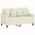 3-dijelni set sofa s jastucima krem baršunasti