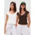 Bershka Majica  čokolada / bela