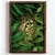 WallXpert uramljena MDF slika NAL131-46, leopard viri kroz zeleno lišće, 35,5 x 47 cm
