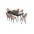 Hanah Home Set Trpezarijski sto i 6 stolica Roz, Roze-crni