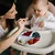 BabyOno Silikonski okrugli tanjur s odjeljcima i vakuumom 6 m+, plava