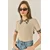 Bianco Lucci Ženska bluza na kratke rukave 2470 60284047, Polo neck, Bež