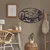 WallXpert metalni zidni ukras 5190, medved, orao i planinski pejzaž u ovalnom ramu, 75 x 45 cm, crni
