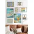 WallXpert set od 8 uramljenih slika Çgs-055, letnji mediteranski motivi – limuni, plaža, koktel i kombi, crni ram