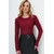 Trend Alacati Stili Ženska bluza dugih rukava Alc-X13738, Okrugli izrez, Bordo