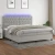 vidaXL Box spring postelja z vzmetnico LED sv. siva 200x200 cm blago