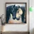 WallXpert uramljena MDF slika DOS039-50, crni i beli konj priljubljenih glava, 50 x 50 cm