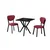 HANAH HOME Set Trpezarijski sto i 2 stolice Elma Burgundy Black