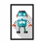 Plakat modri robot na belem ozadju - 40x60 white