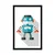 Plakat s paspartujem modri robot na belem ozadju - 30x45 no frame