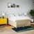 Vidaxl Box spring postelja z vzmetnico krem 140x190 cm blago
