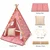 Kinder home Dečiji pamučni šator little stars, roze sa zvezdama, 100% pamuk, sa mekom podlogom za punjenje, jastukom i led svetlima ( JW-